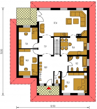 Plano de planta de la planta baja - BUNGALOW 82